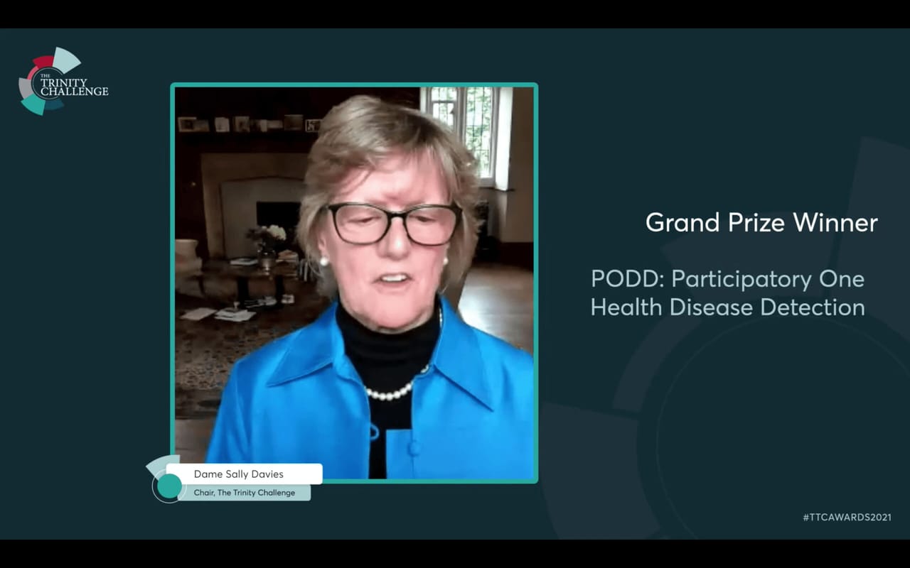 Dame Sally Davies announces PODD as Grand Prize Winner at The Trinity Challenge